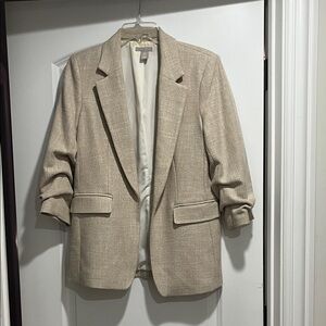 H&M Neutral Long Open Front Blazer
